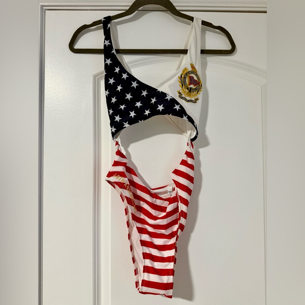 Guess Red, White, and Blue One-Piece Swimsuit 40th anniversary size M